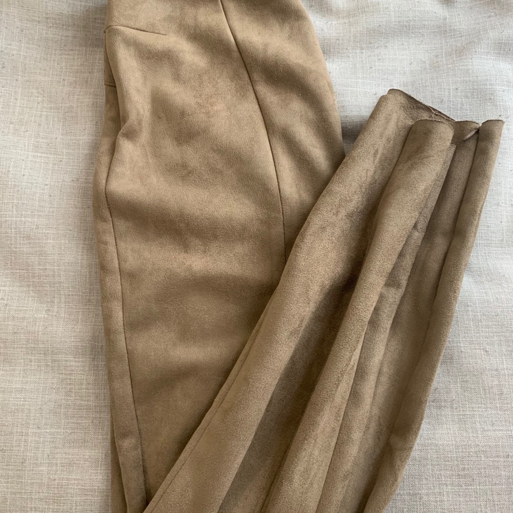 Zara Faux Suede Camel Pants - Picture 3 of 4